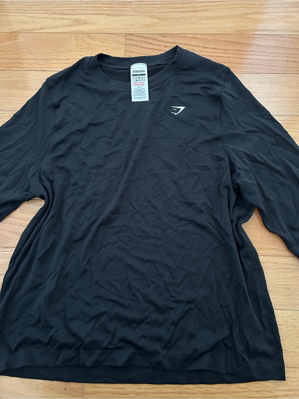 Gymshark Black Long Sleeve Athletic Tee with Logo
